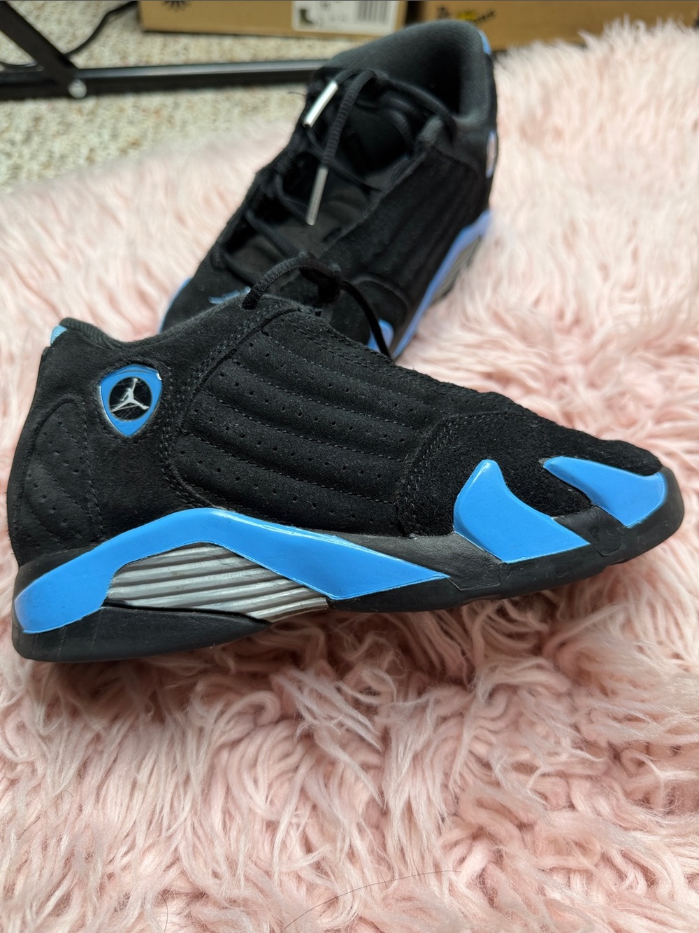Jordan Kids Black and Blue Retro Basketball Sneakers
